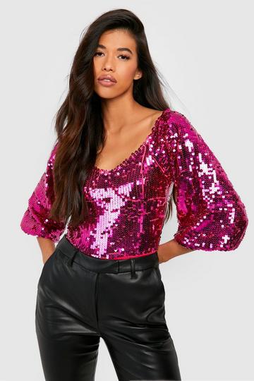 Sequin tops with sleeves