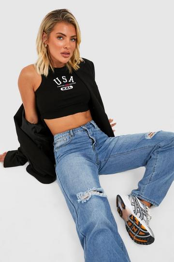 Basics Low Rise 5 Pocket Ripped Straight Jeans mid Loose-Fit