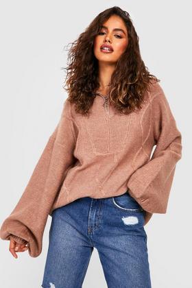 Pull À Col En V Oversize Camel Femme | Pulls & Gilets boohoo « PASSION  OCCITANE