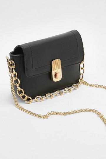 Black Twist Lock Loop Shoulder Bag