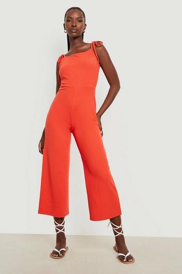 Rib Ripple Culotte Jumpsuit orange