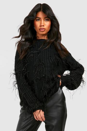 All Over Feather Jumper black