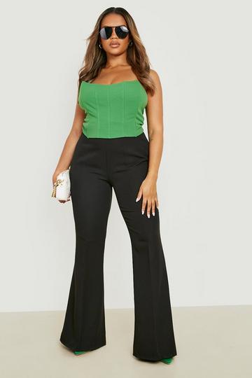 Plus Woven Flare Tailored Trousers black