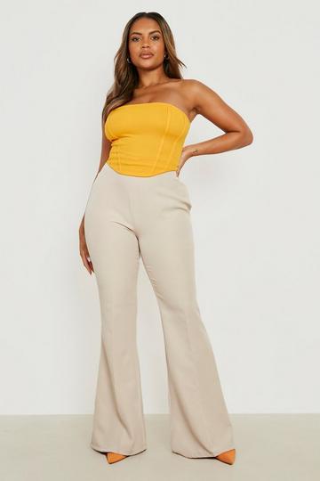 Plus Woven Flare Tailored Trousers stone