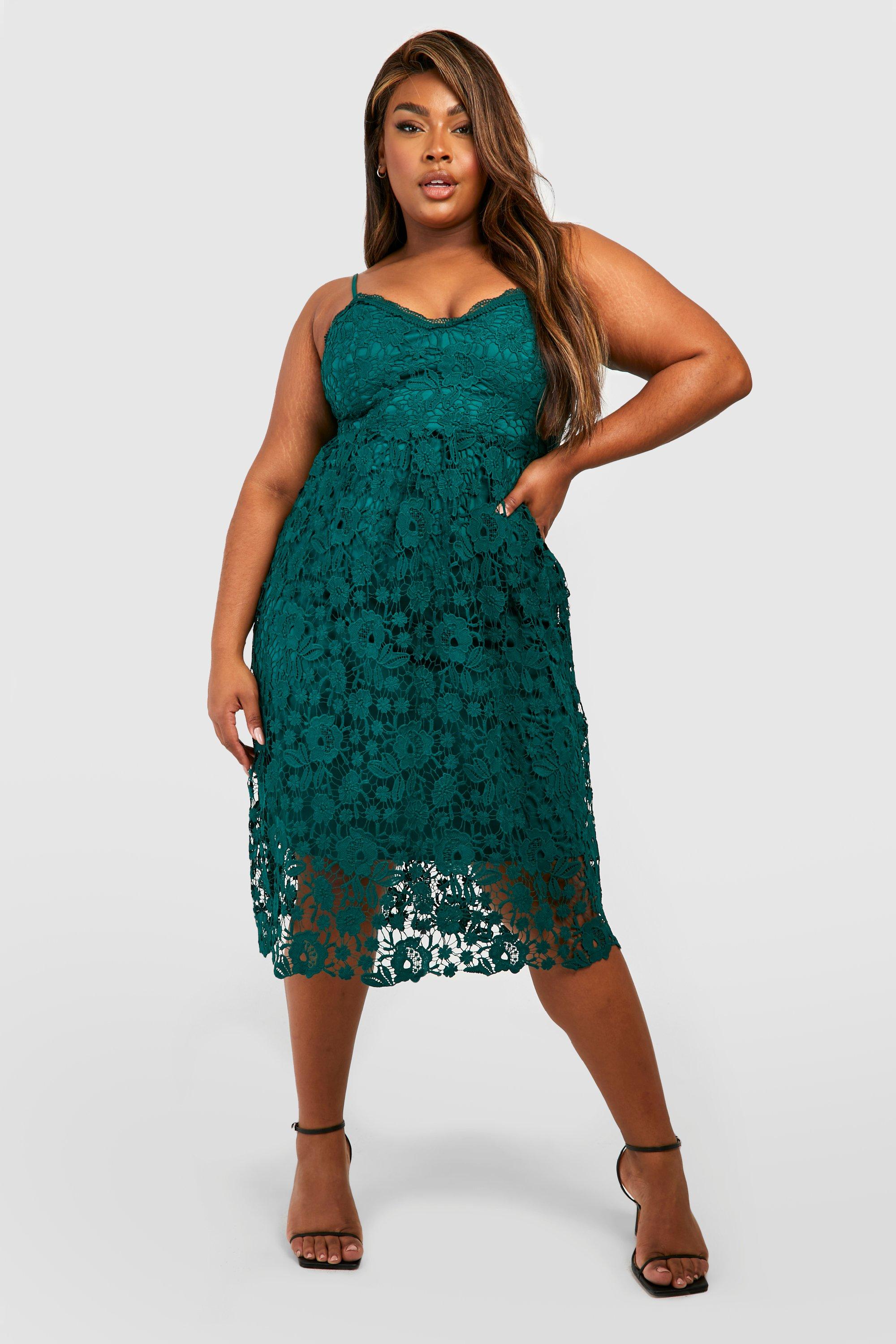 Boohoo green lace on sale dress