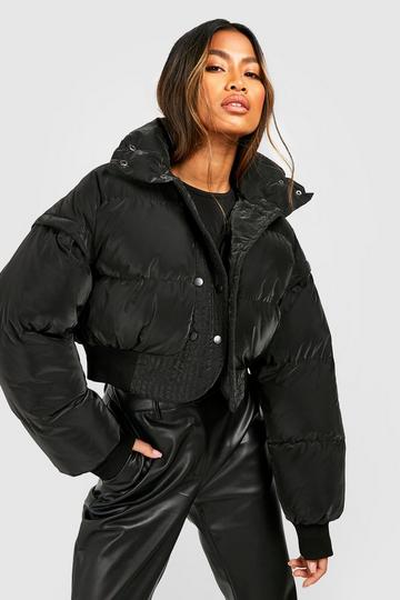 Black Cropped Puffer Jackets | boohoo UK