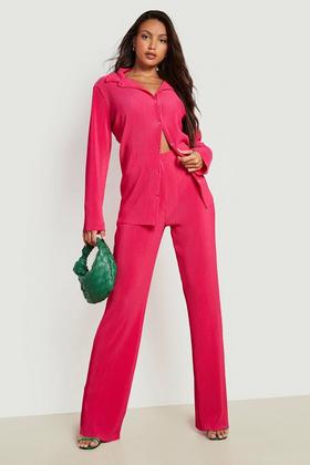 Women's Printed Frill Tie Blouse & Flared Trouser Set
