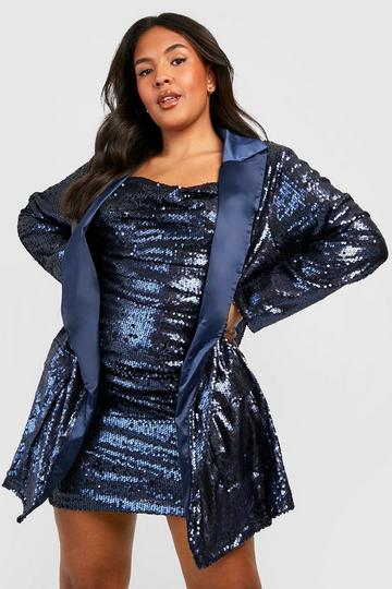 Blue Plus Sequin Blazer & Mini Dress Co-ord