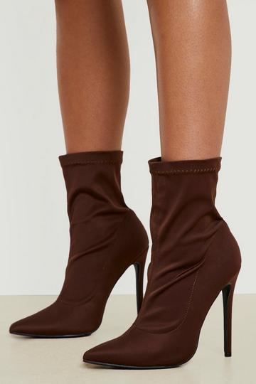 Pointed Stiletto Heeled Boots chocolate