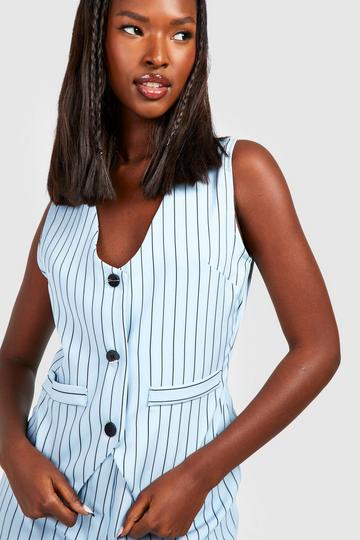 Pinstripe Tailored Waistcoat powder blue