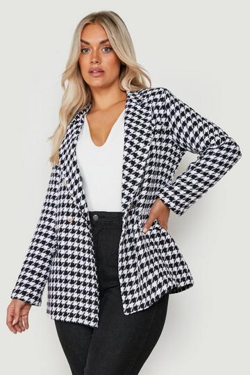 Plus Dogtooth Boucle Blazer black