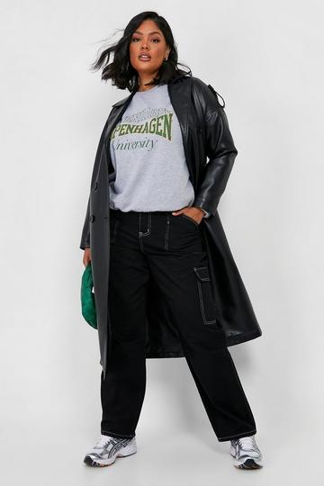 Plus Mid Rise Contrast Stitch Cargo Jean black