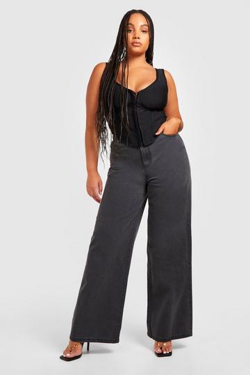 Plus High Rise Wide Leg Jean black