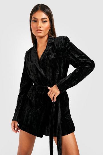 Velvet Blazer Playsuit black