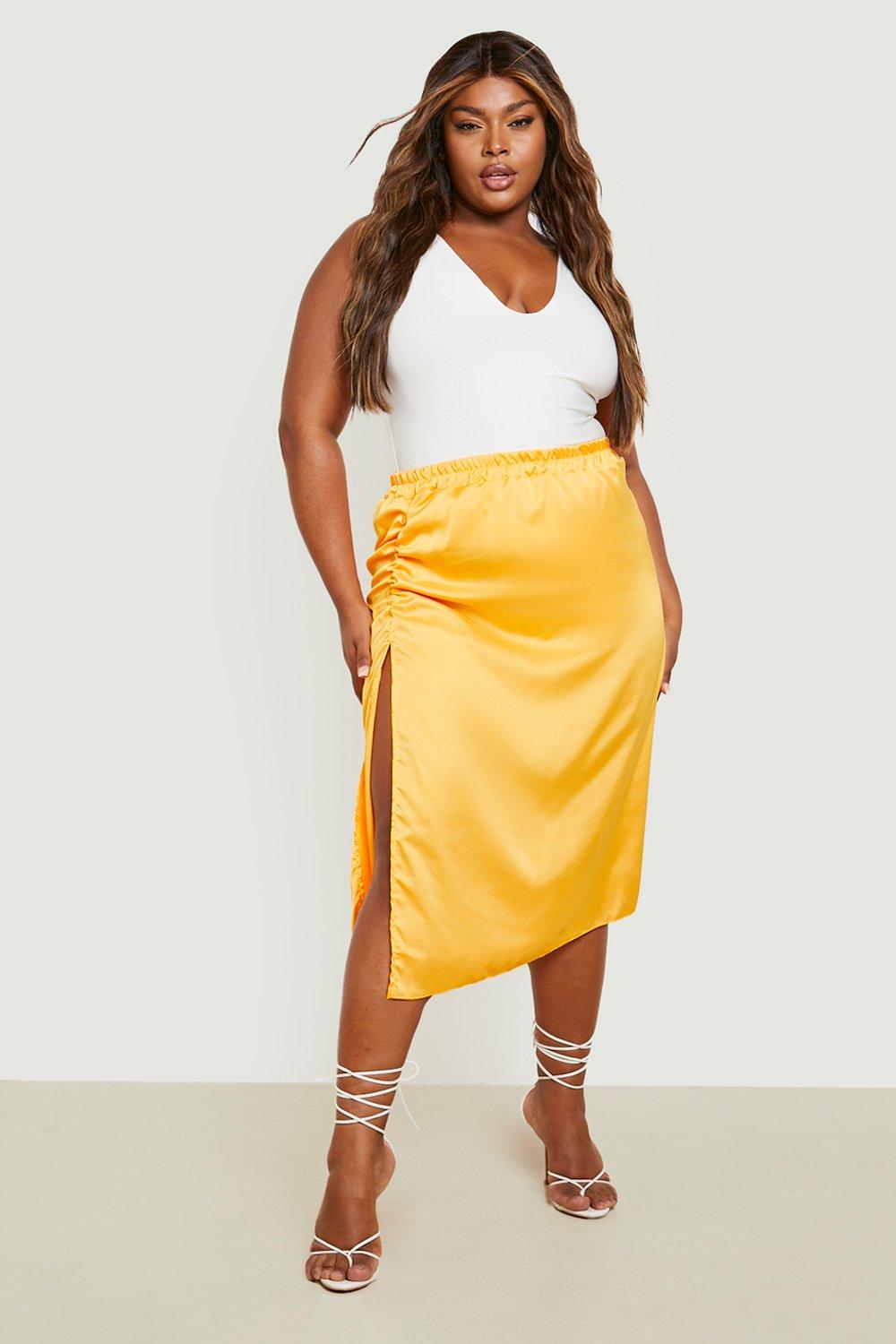 Plus size mustard outlet pencil skirt