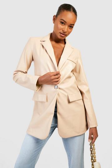 White Tall Pu Blazer