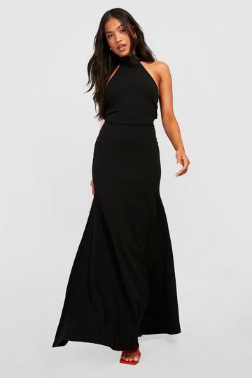 Black Petite Square Neck Open Back Maxi Dress