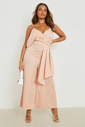 Women's Plus Spot Cape Sleeve Belted Jumpsuit