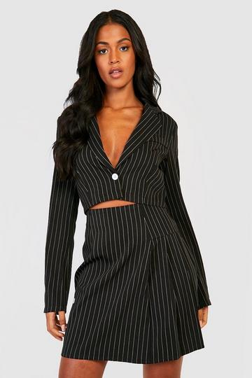 Tall Pinstripe Crop Blazer black