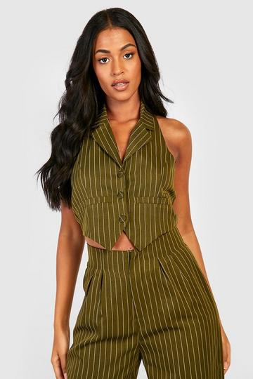 Tall Pinstripe Waistcoat khaki