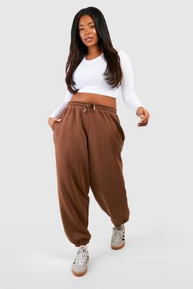 Women's Brown Tall Teddy Pocket Tracksuit Bottoms