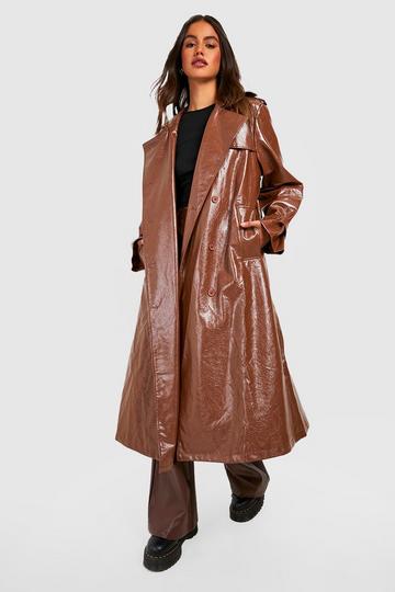 Vinyl Oversized Trench Coat chocolate