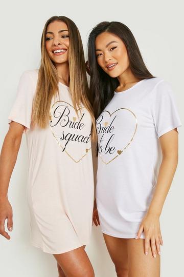 Bride To Be Heart Print Sleep T-shirt white