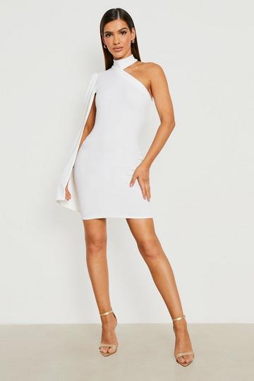 White Cape Detail Mini Dress