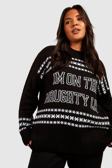 Black Plus Naughty List Christmas Jumper