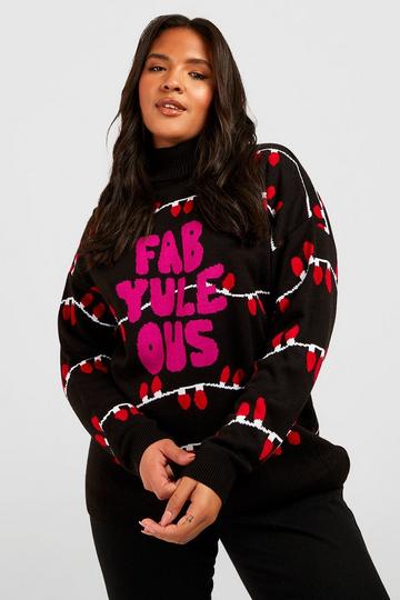 Black Plus Fab Yule Us Roll Neck Christmas Jumper