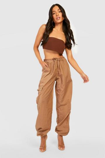 Petite Cuff Hem Pocket Shell Cargo Trouser camel