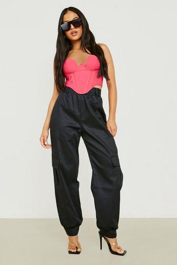 Petite Pocket Detail Balloon Cargo Trousers black