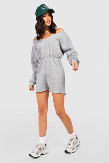 Slash Neck Sweat Playsuit grey