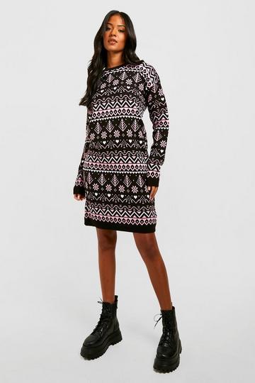 Black Tall Fairisle Christmas Jumper Dress