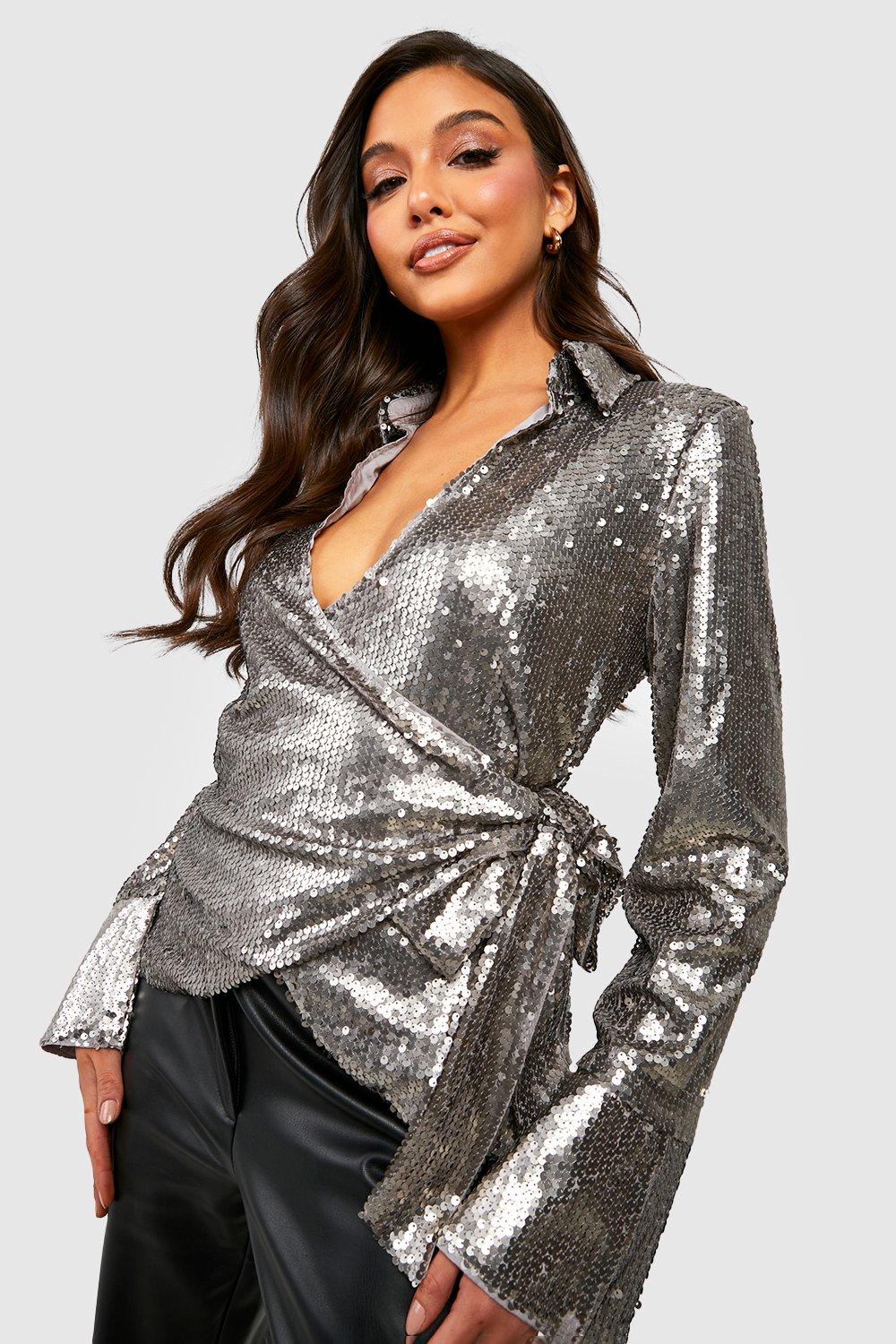 Silver party wear on sale tops