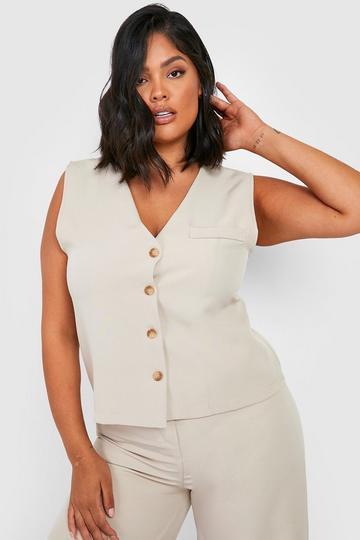 Plus Tailored Waistcoat stone