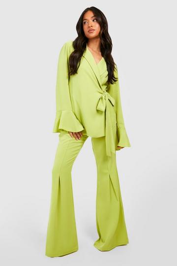 Petite Pu Seam Detail Flared Dress Pants