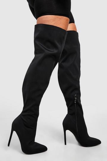 Wide Calf Over The Knee Stiletto Boots black