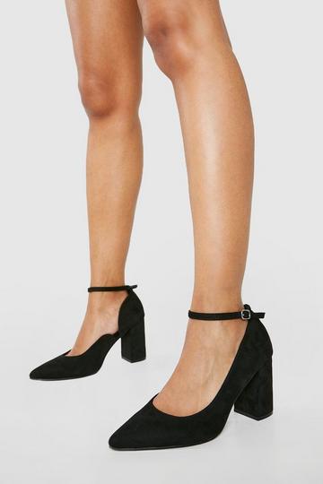 Wide Fit Round Toe Ankle Strap Court black