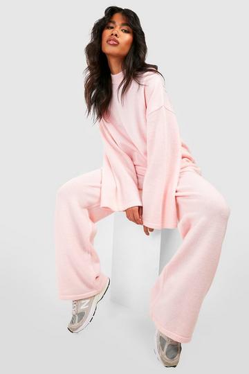 Knitted Funnel Neck Sweater And Flare Two-Piece blush