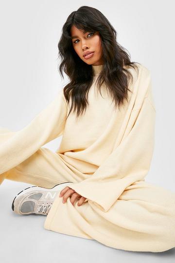Knitted Funnel Neck Jumper And Flare Co-ord butter