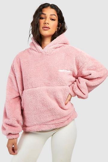 ASOS DESIGN oversized teddy fleece half zip sweatshirt in burgundy