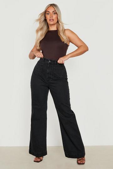 Plus Light Wash Flare Jeans black