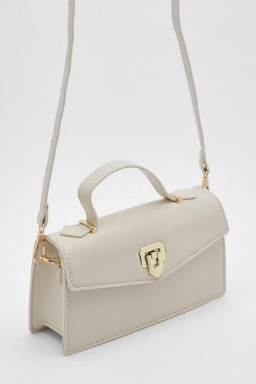 White Lock Front Basic Cross Body Bag