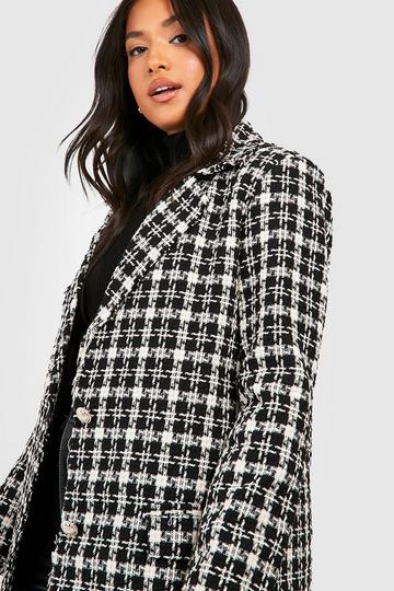 Petite Longline Boucle Gold Button Blazer black