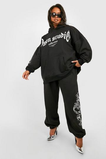 Black Plus Dsgn Studio Printed Hooded Tracksuit