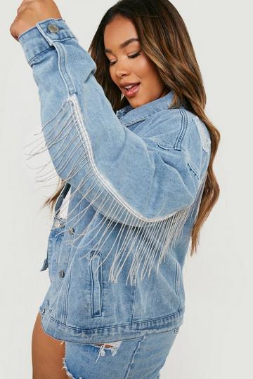 Blue Plus Tassel Washed Denim Jacket