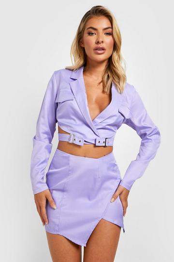 Lilac Purple Crepe Woven Micro Mini Skirt