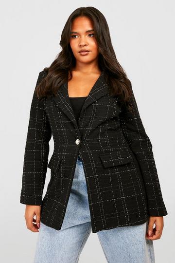 Plus Metallic Boucle Blazer black