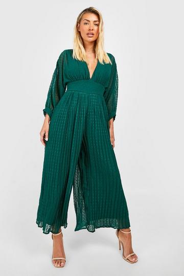 Dobby Balloon Sleeve Culotte Jumpsuit forest